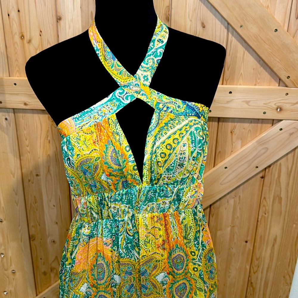 ZARA, Printed Halter Neck Criss Cross Dress